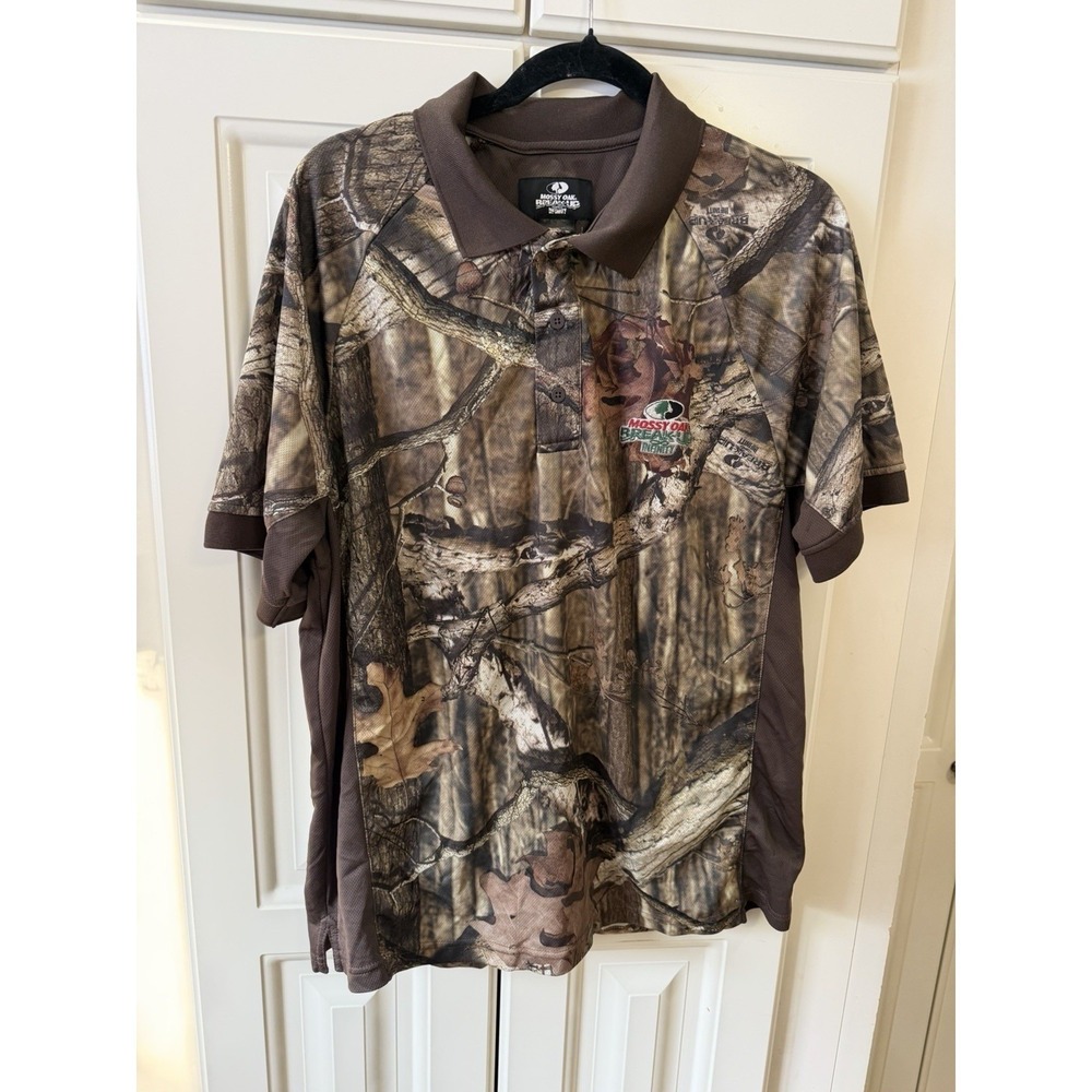 Mossy‎ Oak Break-Up Infinity Camo Polo Shirt Mens L Hunting Outdoors Performance